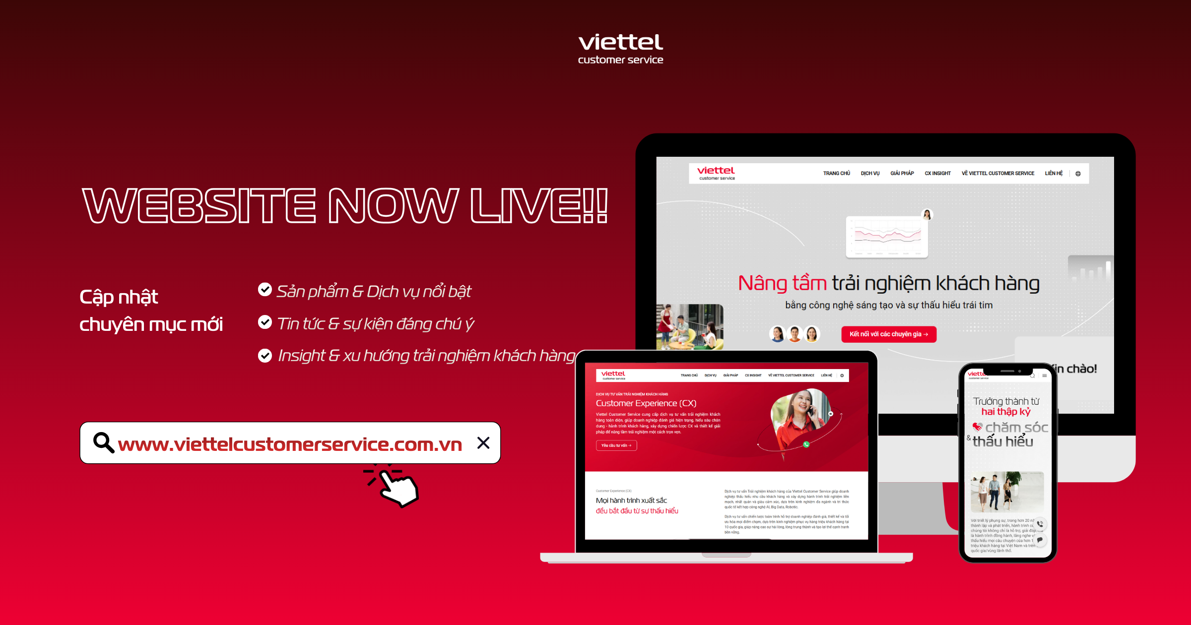 Website Viettel Customer Service chính thức ra mắt diện mạo mới